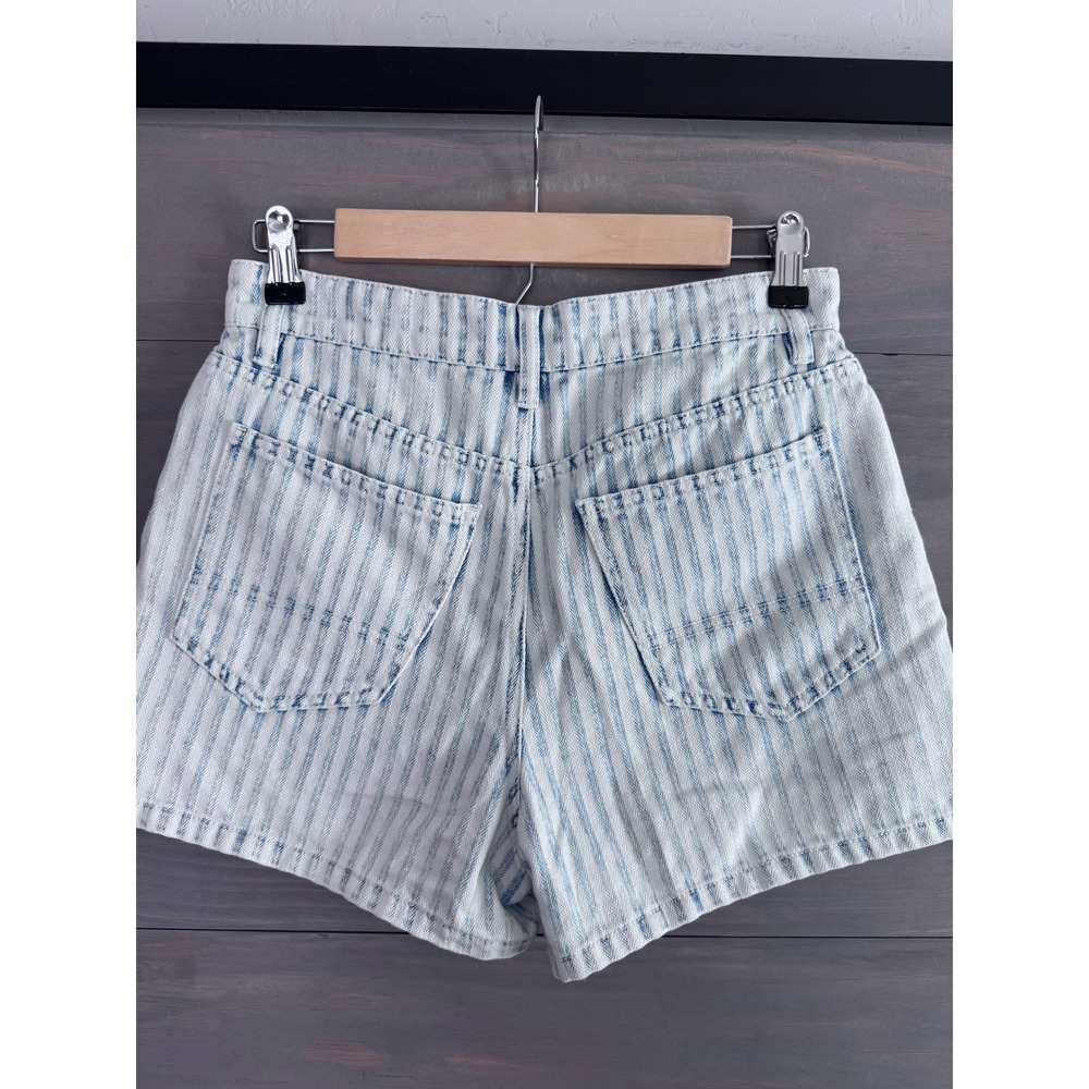 Faherty Womens Topsail‎ Shorts Railroad Stripe High Rise Denim Blue White Sz 26 - Picture 5 of 8